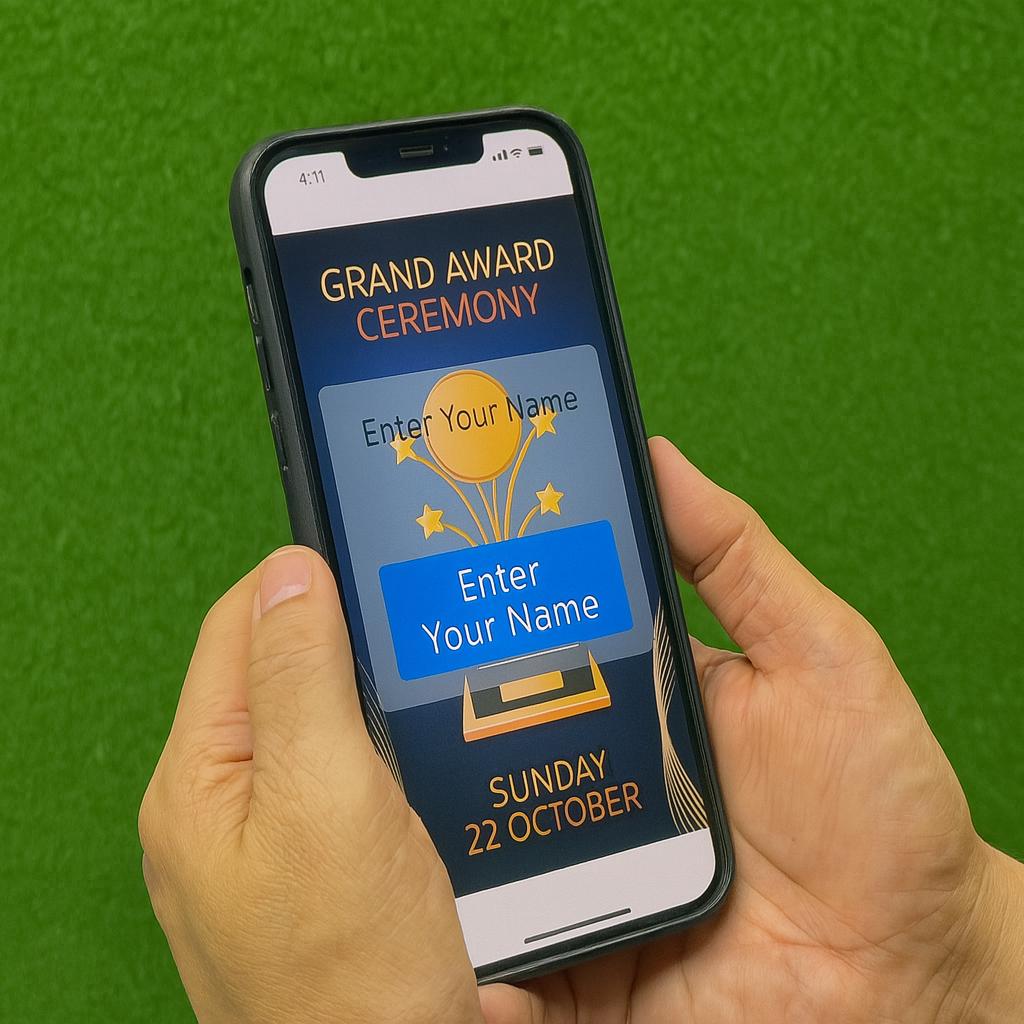 Calligraphy-style certificate printing setup at Dubai event